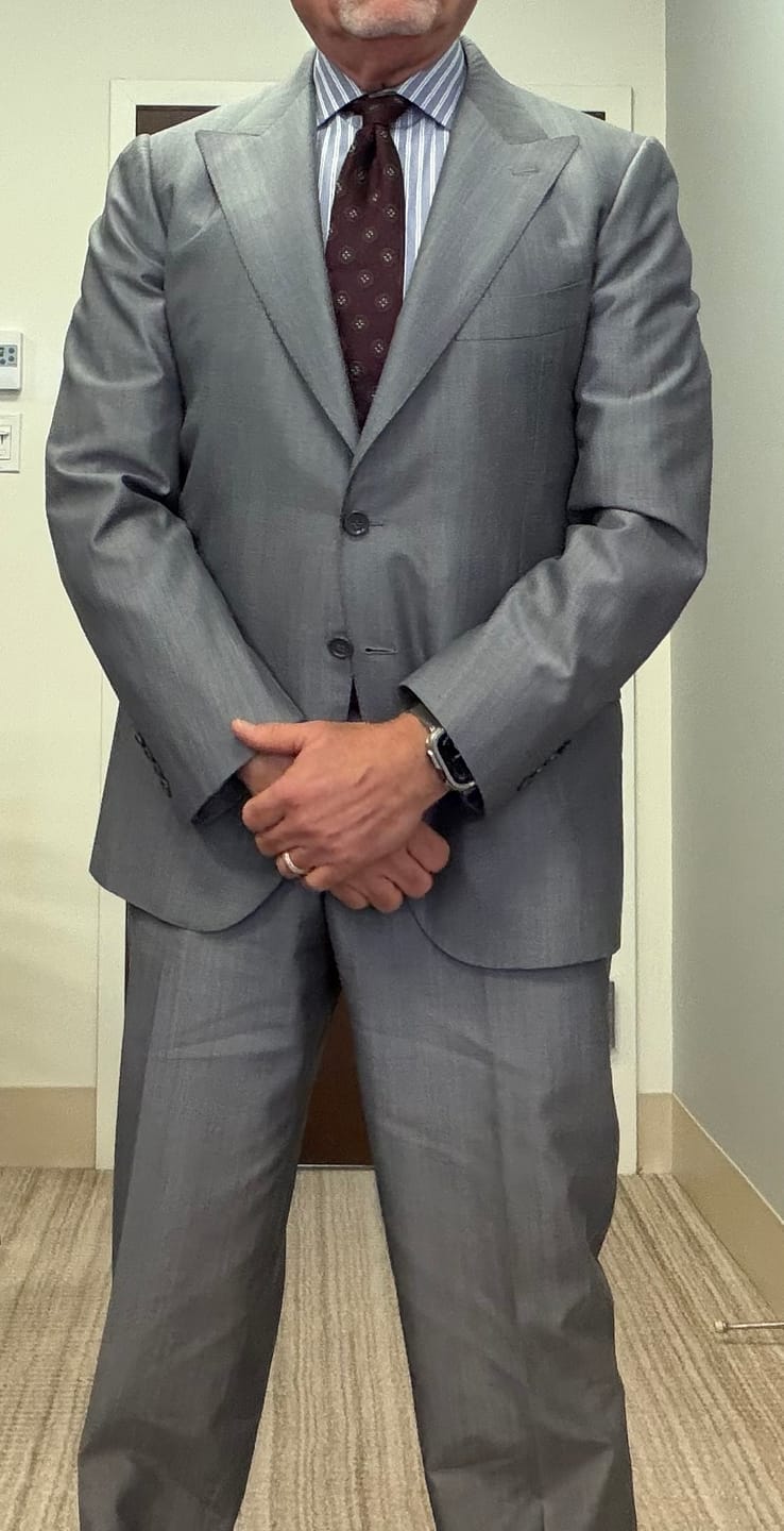 Customer photo review of CESARE ATTOLINI Handmade Gray Cotton-Wool Super 120's Peak Lapel Suit NEW