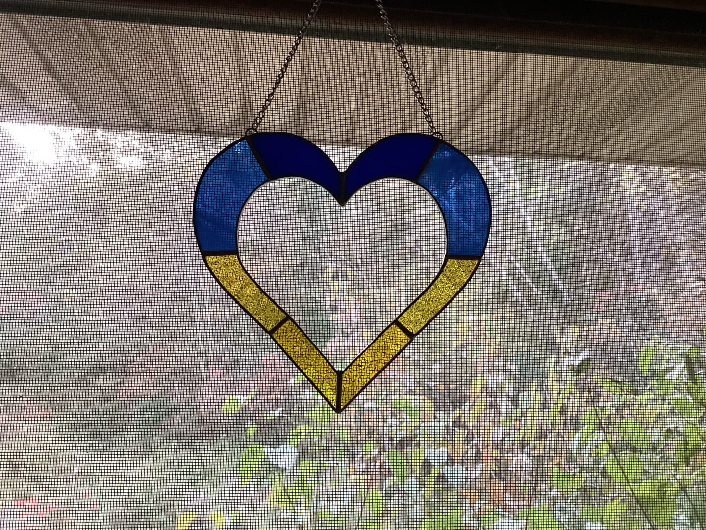Customer photo review of Ukrainian Heart - Stained Glass Suncatcher