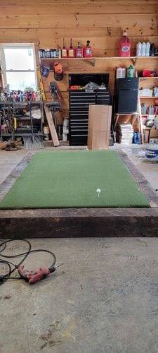 Customer photo review of LaunchLine Pro™ Golf Simulator Mat | Heavy Duty Hitting Mat