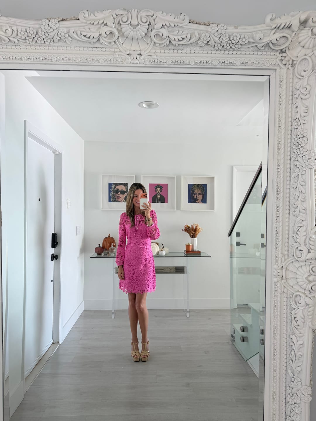 Customer photo review of Hot Pink Floral Lace Mini Dress