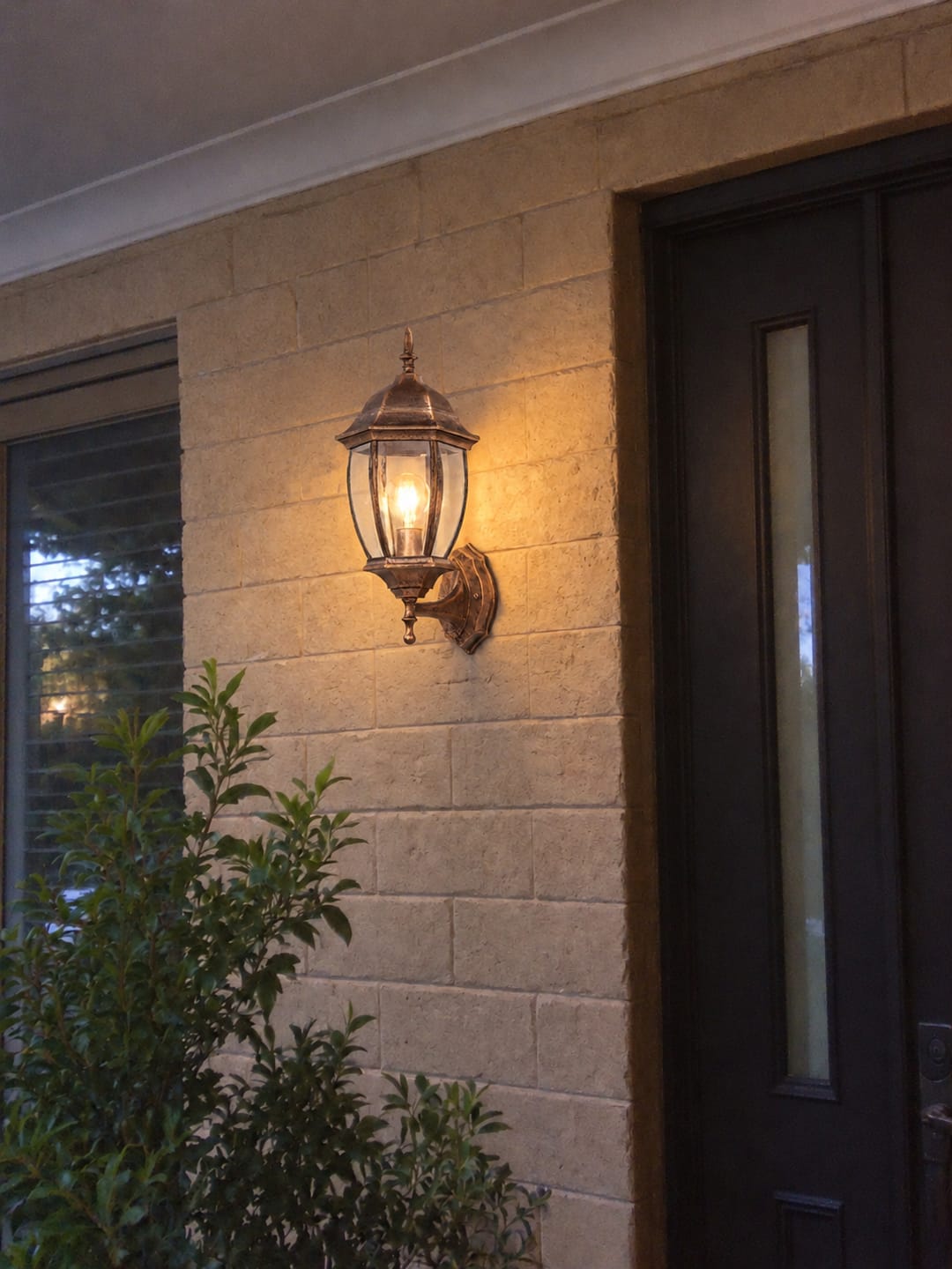 Customer photo review of Antique Bronze Outdoor Wall Lantern – IP65 Weatherproof | E27 Glass Exterior Wall Light | AC Powered