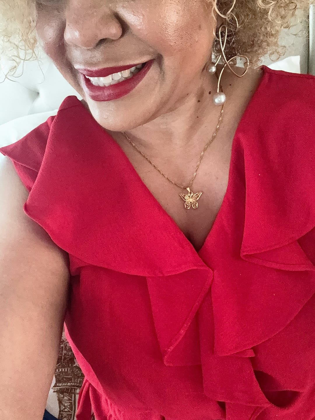 Customer photo review of Butterfly Pendant Necklace