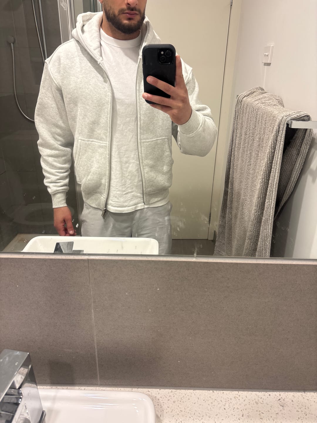Customer photo review of Ultra Plush Zip Hood - Grey