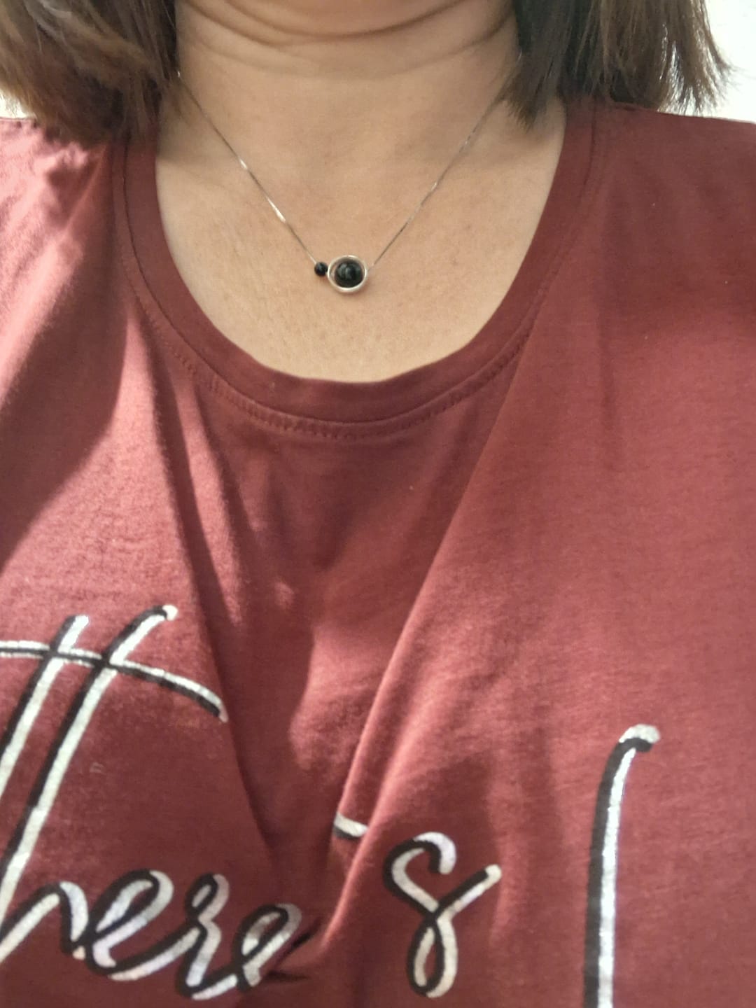 Customer photo review of Obsidian Halskette - Doppelanhänger