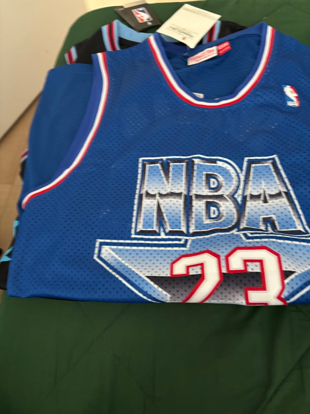 Customer photo review of Men's 93 All Star Chicago Bulls Michael Jordan Blue Hardwood Classics Swingman Jersey