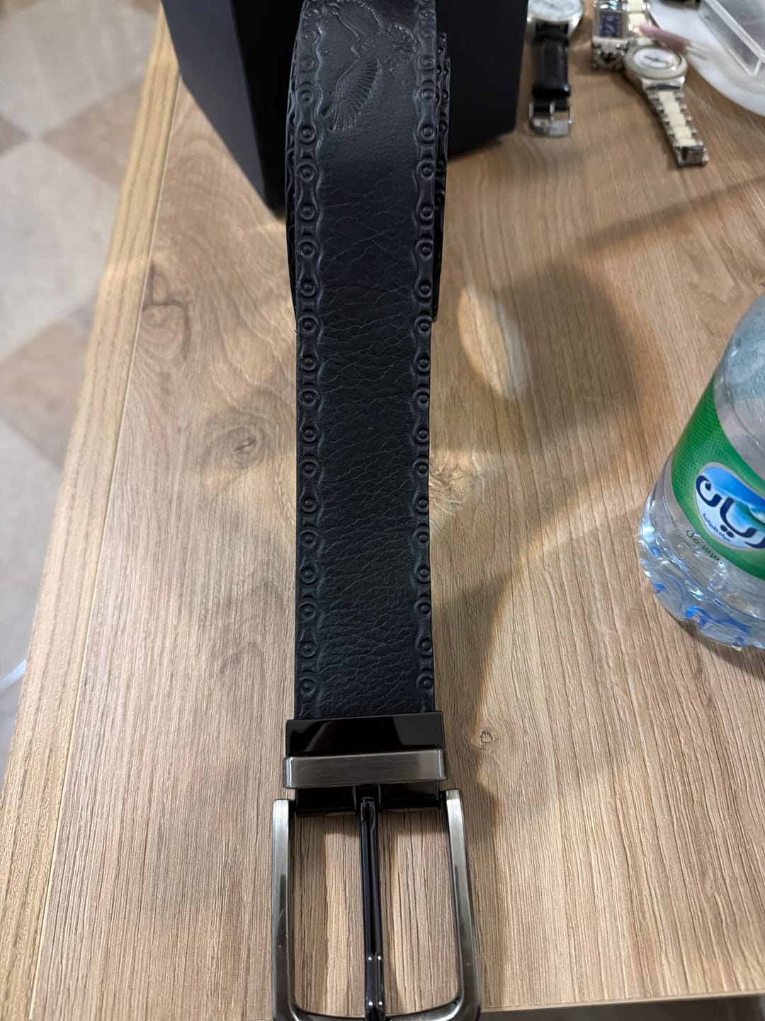 Customer photo review of The Eagle Belt- Black Chain Link Embossed 100% Real Leather Belt