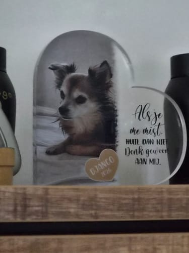 Customer photo review of Als je me mist - Gepersonaliseerd glazen hart