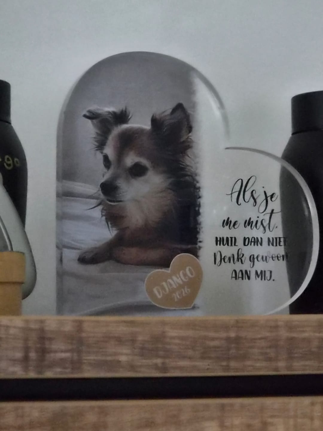Customer photo review of Als je me mist - Gepersonaliseerd glazen hart