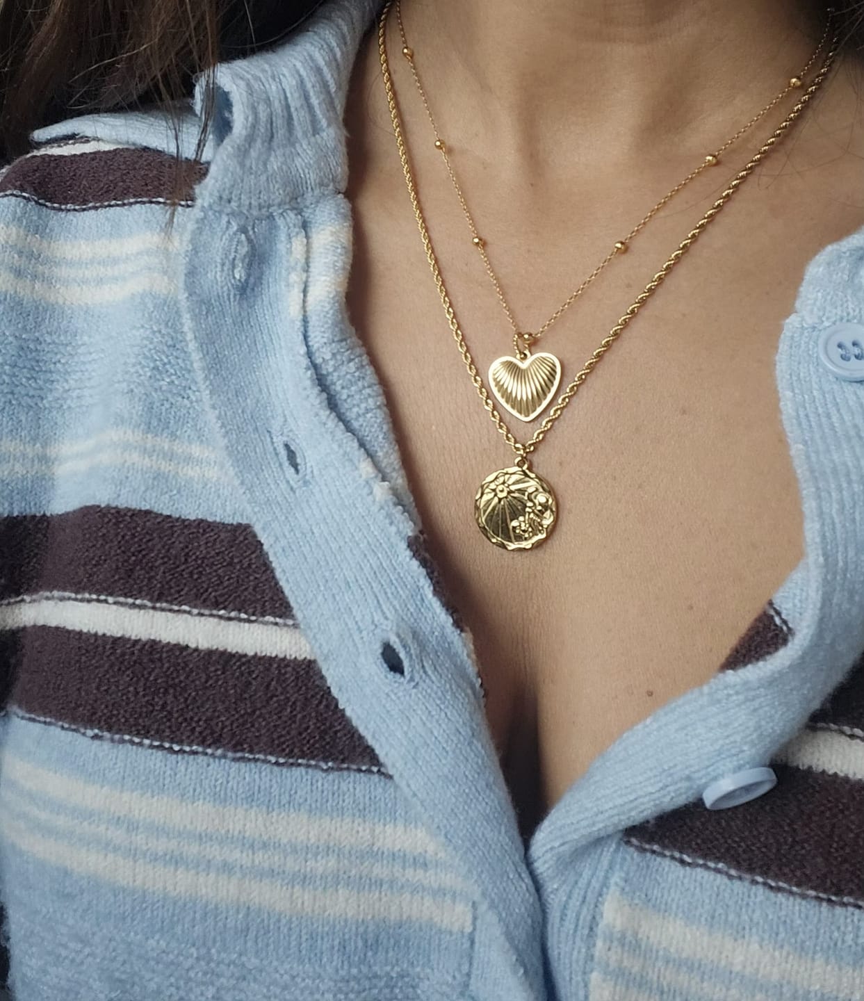 Customer photo review of Heart Pendant Necklace w/ Satellite Chain