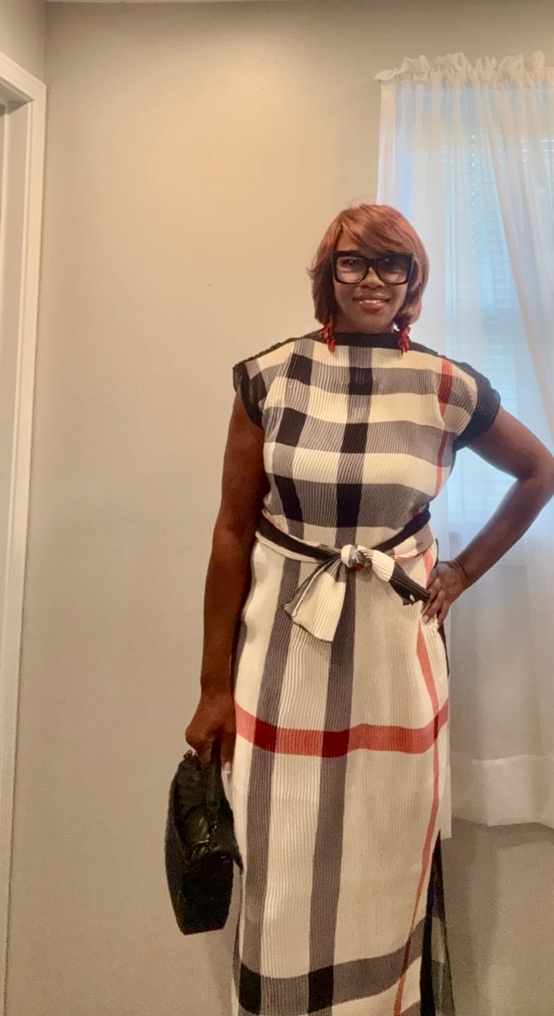 Customer photo review of Plaid Tied Sleeveless Dress