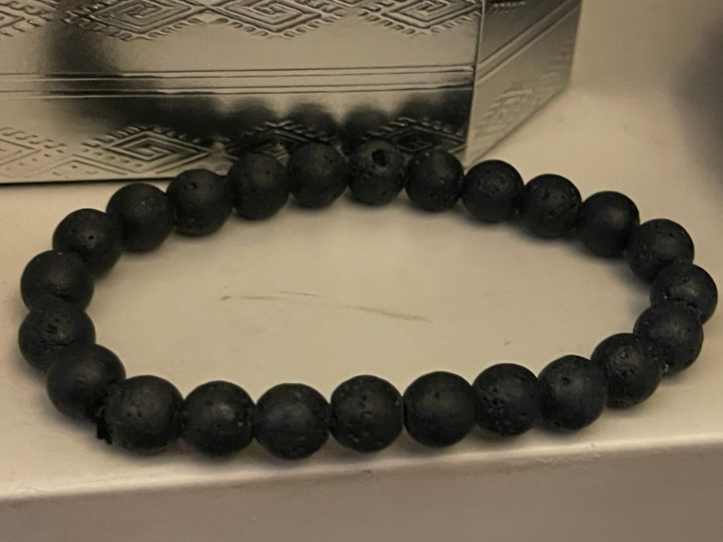 Customer photo review of Natural Volcanic Lava Bracelet | Vastu Remedy for Rebirth, Energy & Emotional Balance | 8 mm Beads