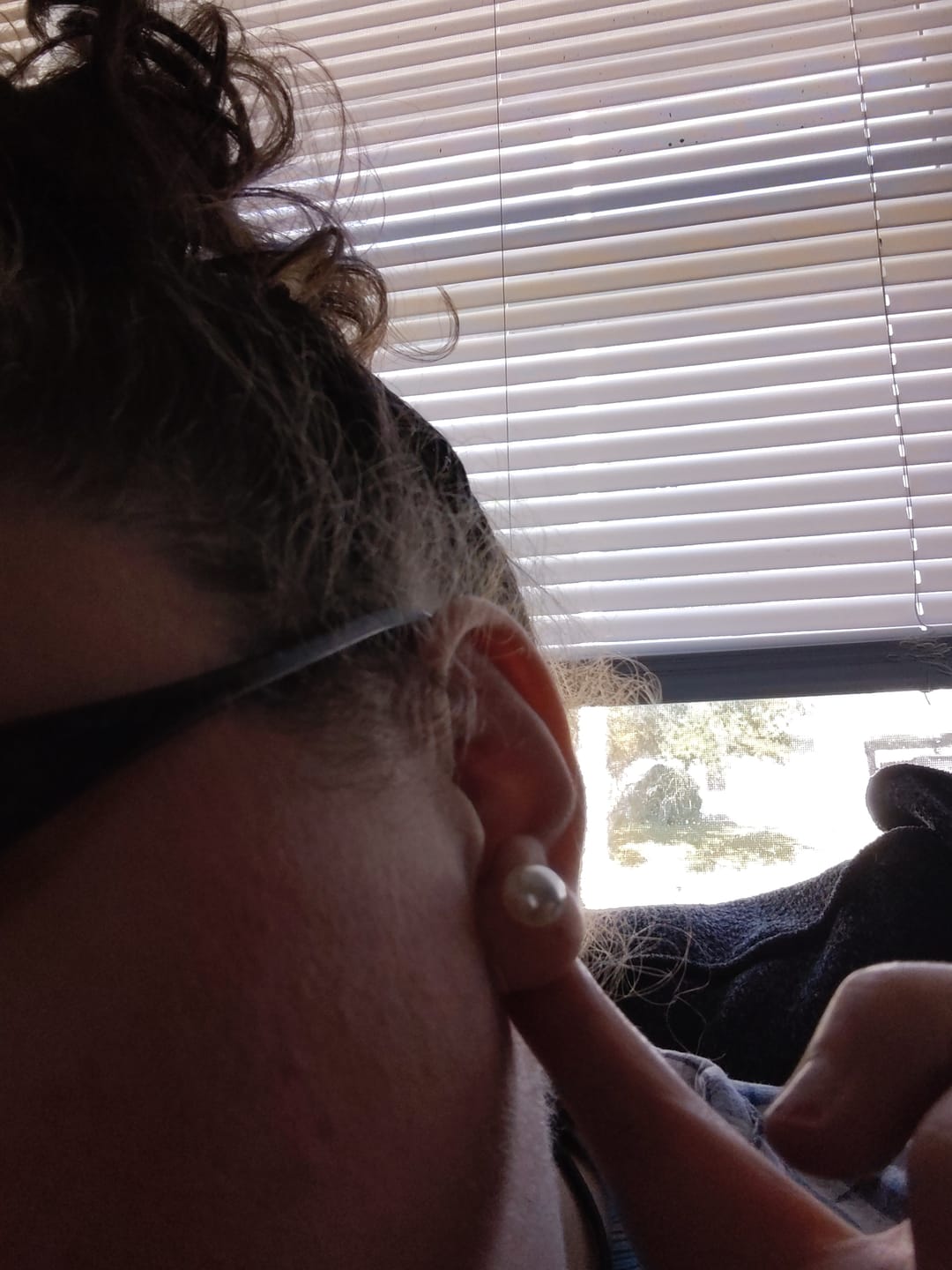 Customer photo review of Creamy Faux Pearl Studs Hypoallergenic Earrings for Sensitive Ears with Plastic Posts