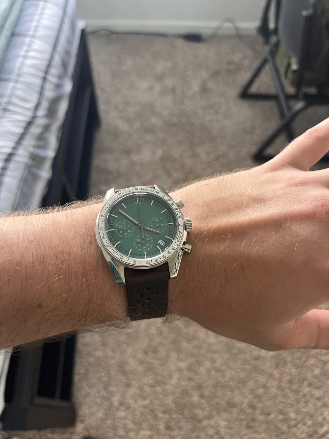 Customer photo review of Garmin 18/20/22/24mm Quick Release Perforated Racing Leather Band