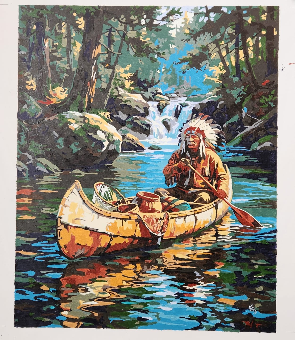 Customer photo review of Native American River Journey (Paint by Numbers)