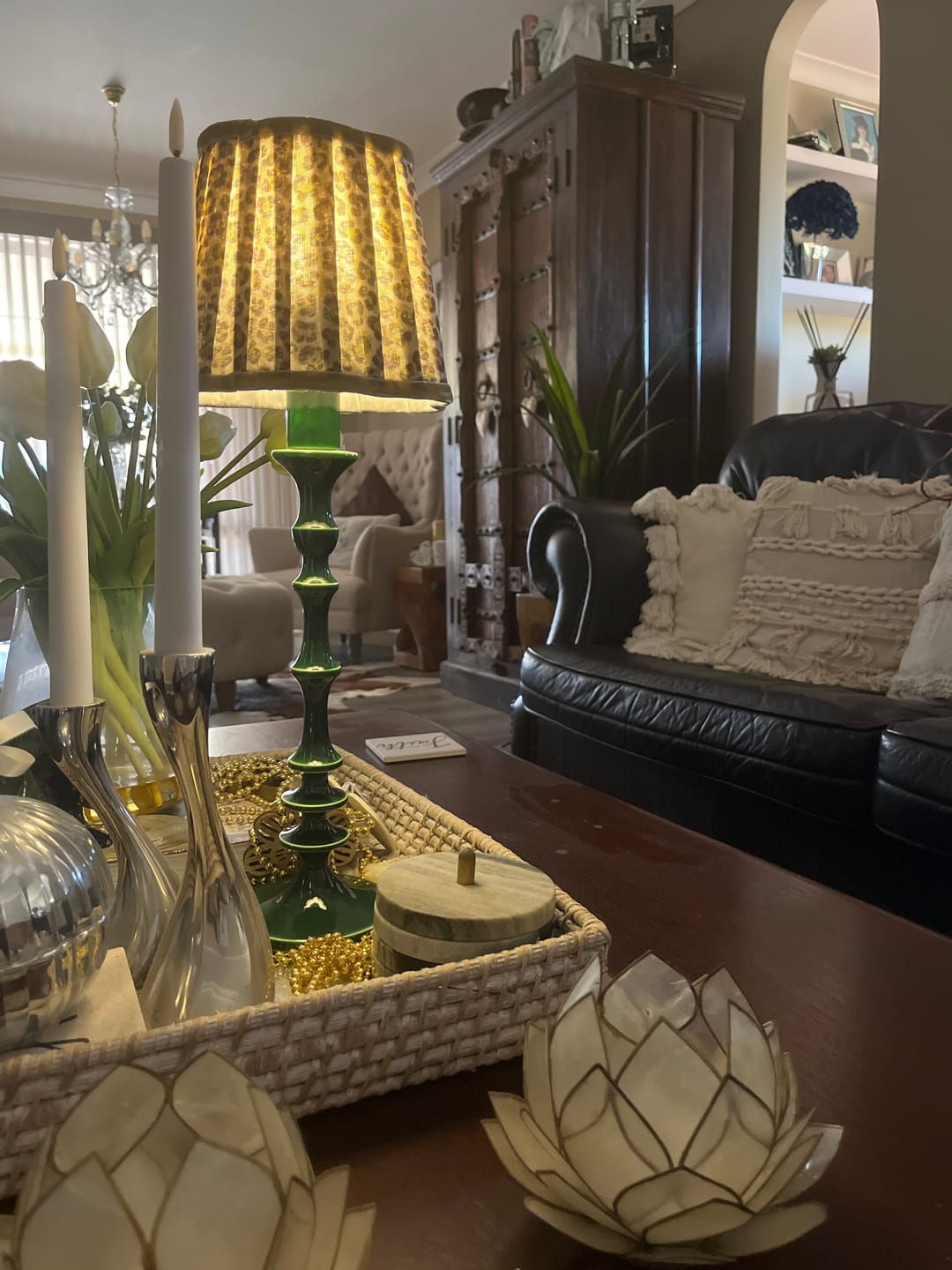 Customer photo review of Leopard Scallop Lamp Shade & Verdant Green Base - Table Lamp