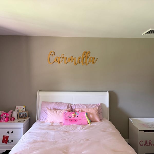 Customer photo review of Personalized Wooden Name Sign with LIVE PREVIEW