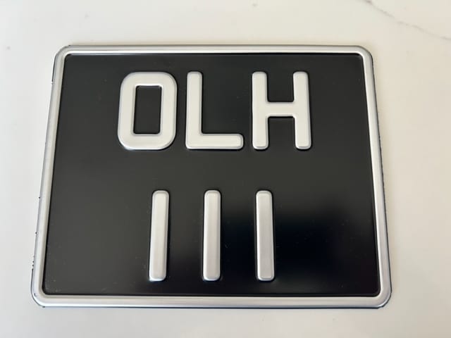Customer photo review of Classic Metal Pressed 7.5 × 6 Motorbike Number Plate