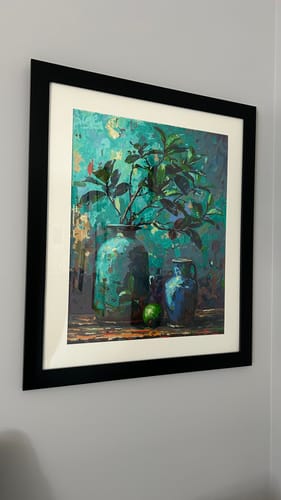 Customer photo review of Vases, Lime, & Aqua Brushwork (Paint by Numbers)