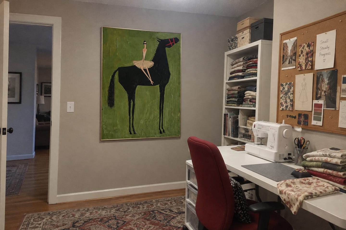 Customer photo review of Modern Equestrian Hand-Painted Oil Painting|Midnight Elegance