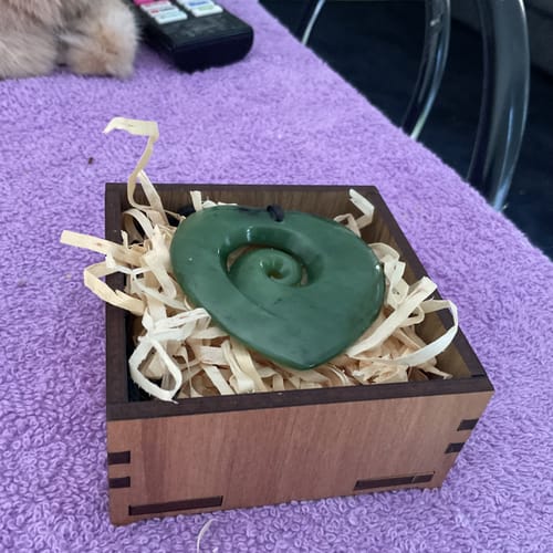 Customer photo review of Genuine NZ Greenstone 5cm Heart Koru Necklace