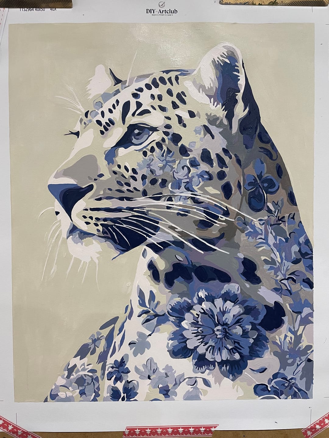 Customer photo review of Delft Blue Leopard | Paint by Number
