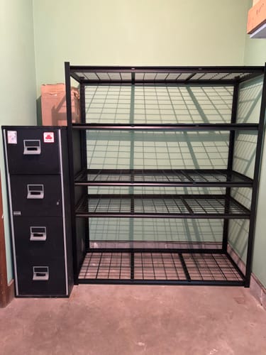 Customer photo review of REIBII 60″W Heavy Duty Metal Shelving Unit, Adjustable Shelves for Storage, Rust-Proof Shelving for Garage, Industrial, Warehouse, Basement & Workshop