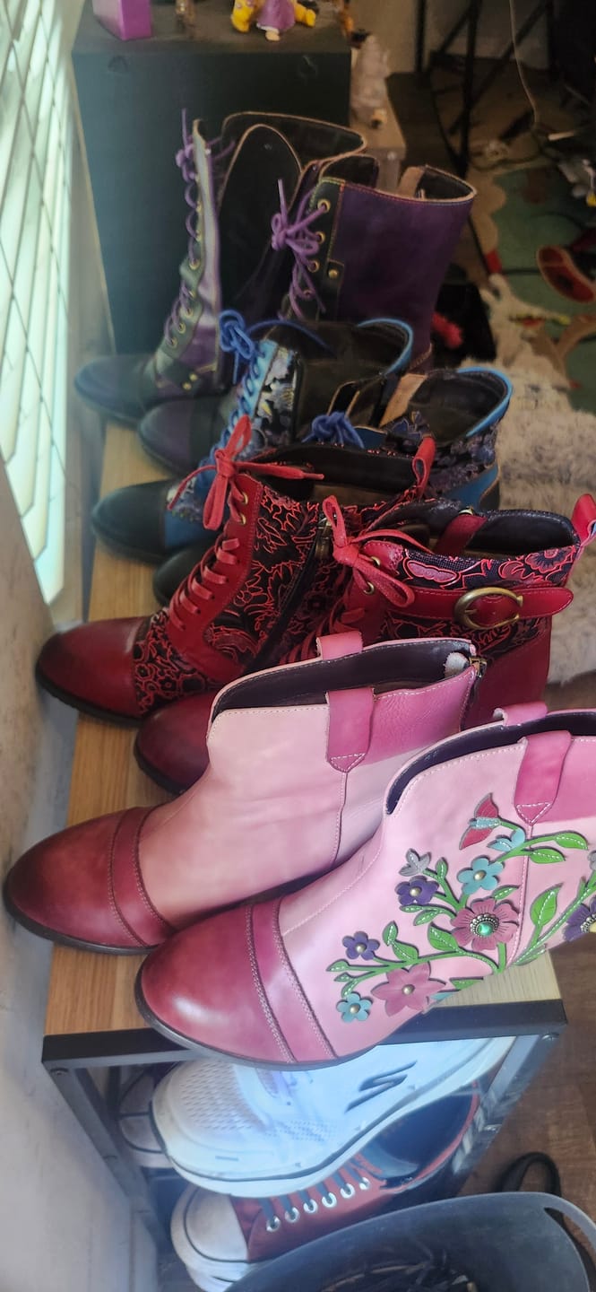 Customer photo review of Grace Blossom Pink Ankle Boots