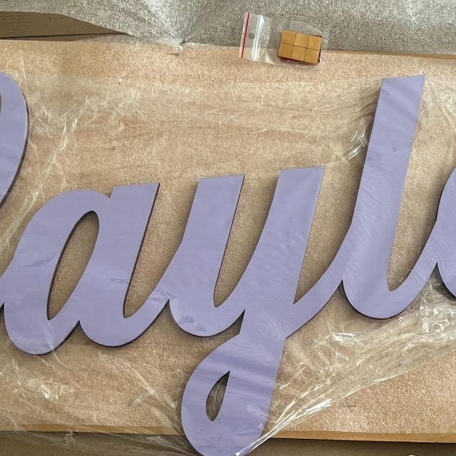Customer photo review of Personalized Wooden Name Sign