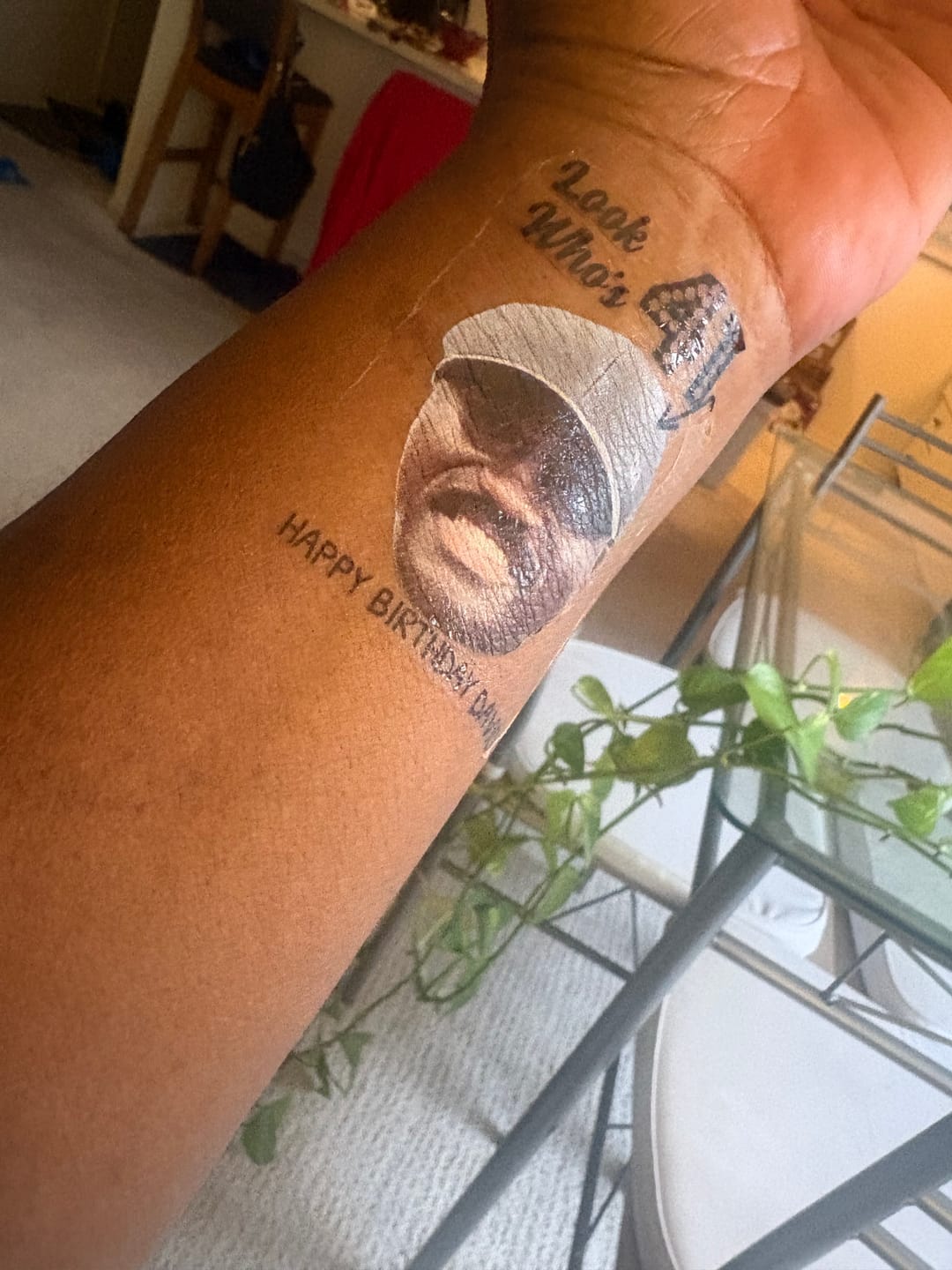 Customer photo review of Look Who's Birthday! Custom Tattoo