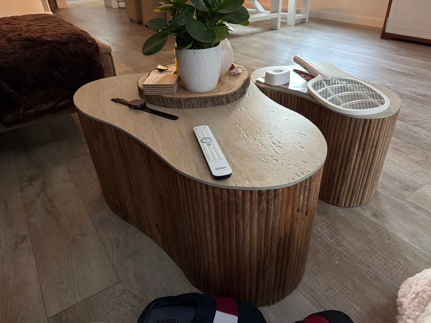 Customer photo review of Salontafel Lynora - Japandi - Organisch - Keramisch Travertin - Set van 2