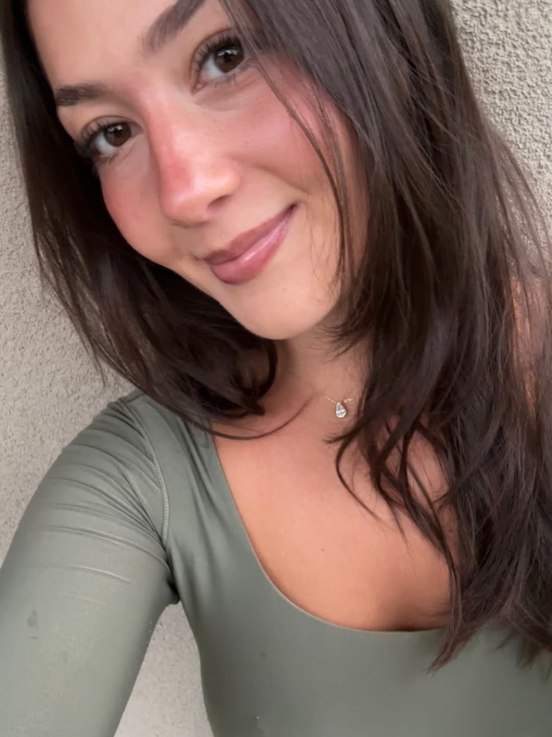 Customer photo review of Classic Pear Bezel Necklace