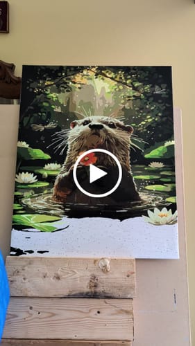 Customer video review of Otter Holding a Flower (Board Canvas)