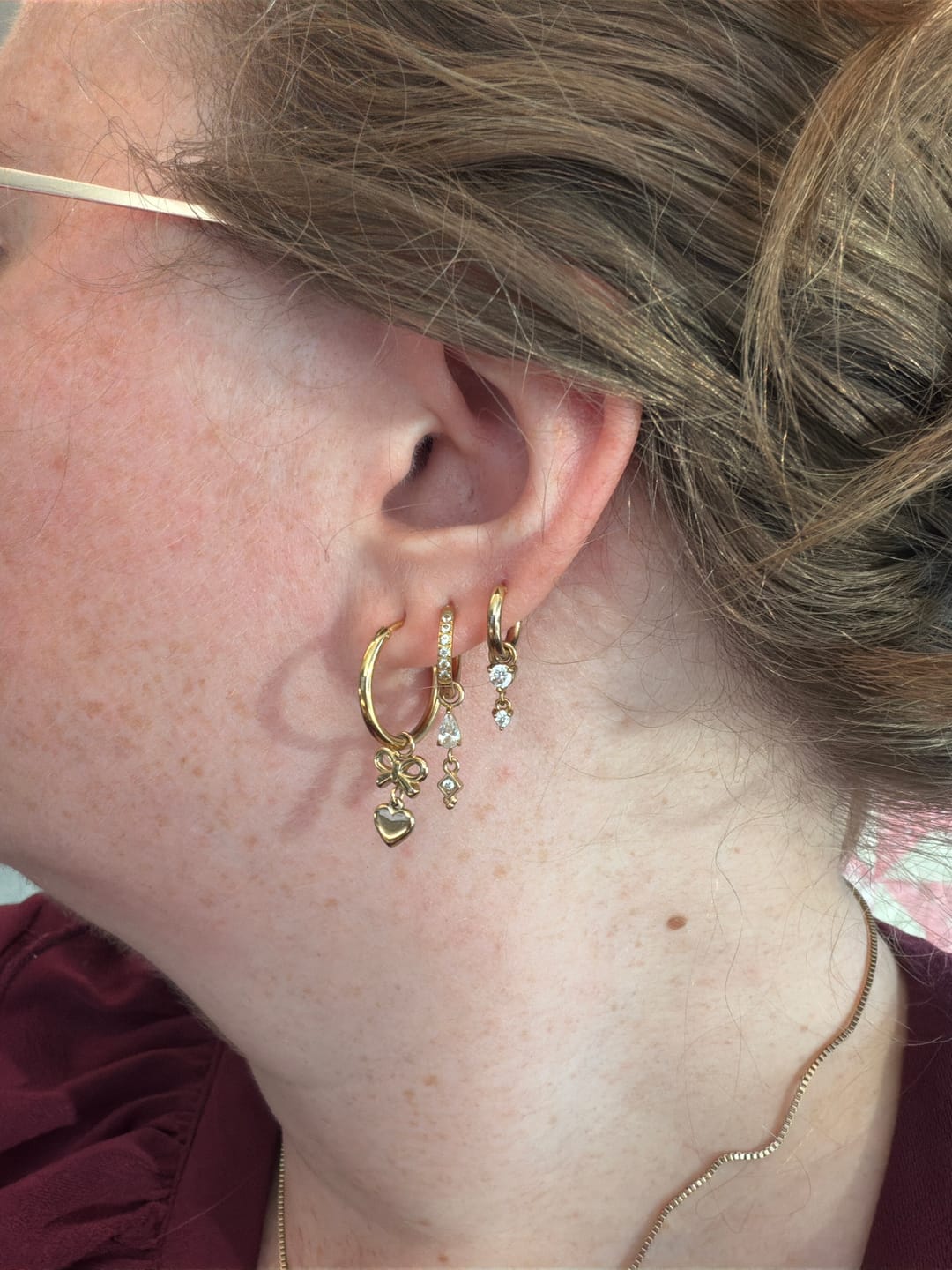 Customer photo review of Ribbon Heart Earring Charm