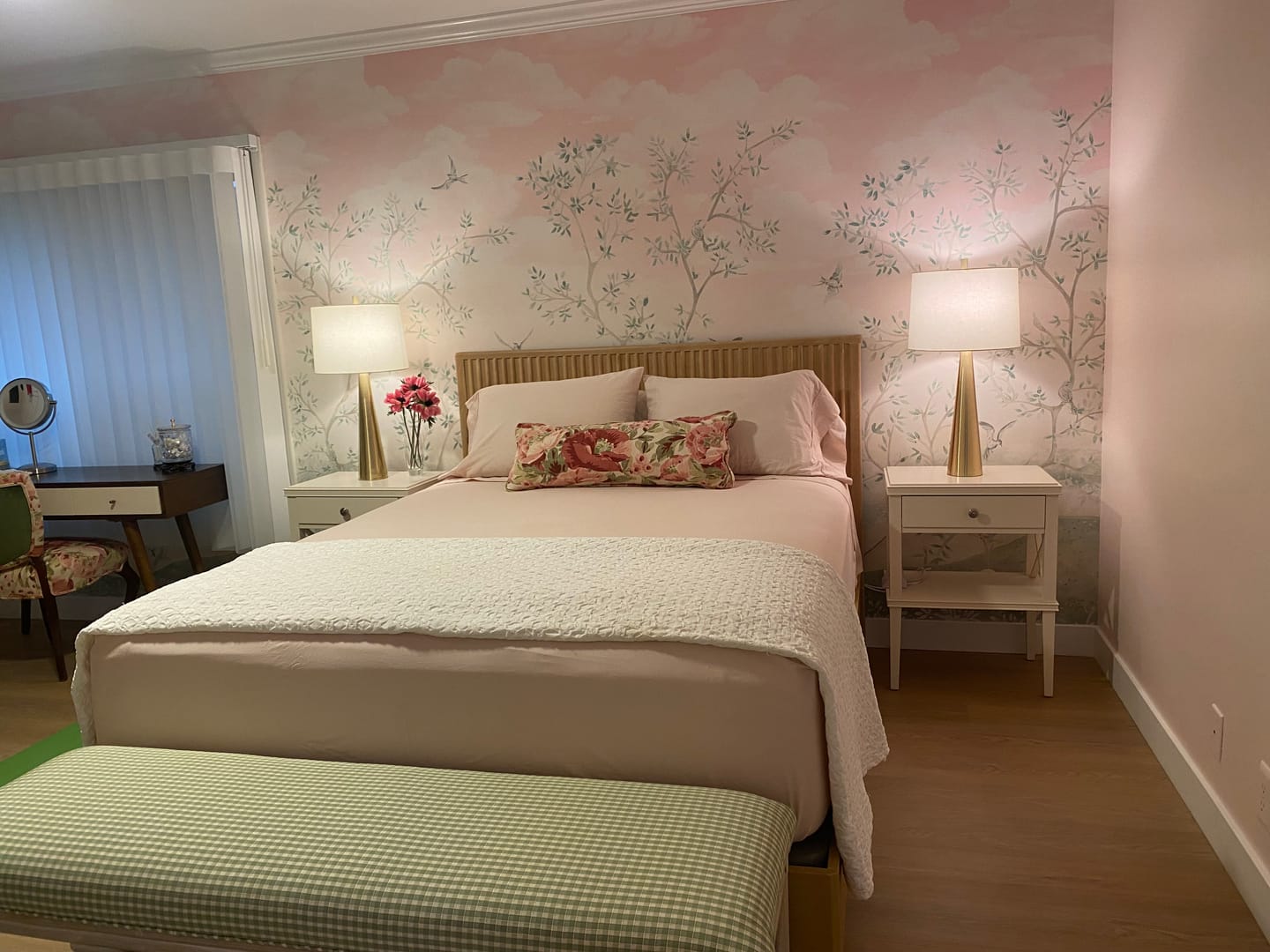 Customer photo review of Maeve - Pink Chinoiserie Trees Wallpaper Mural