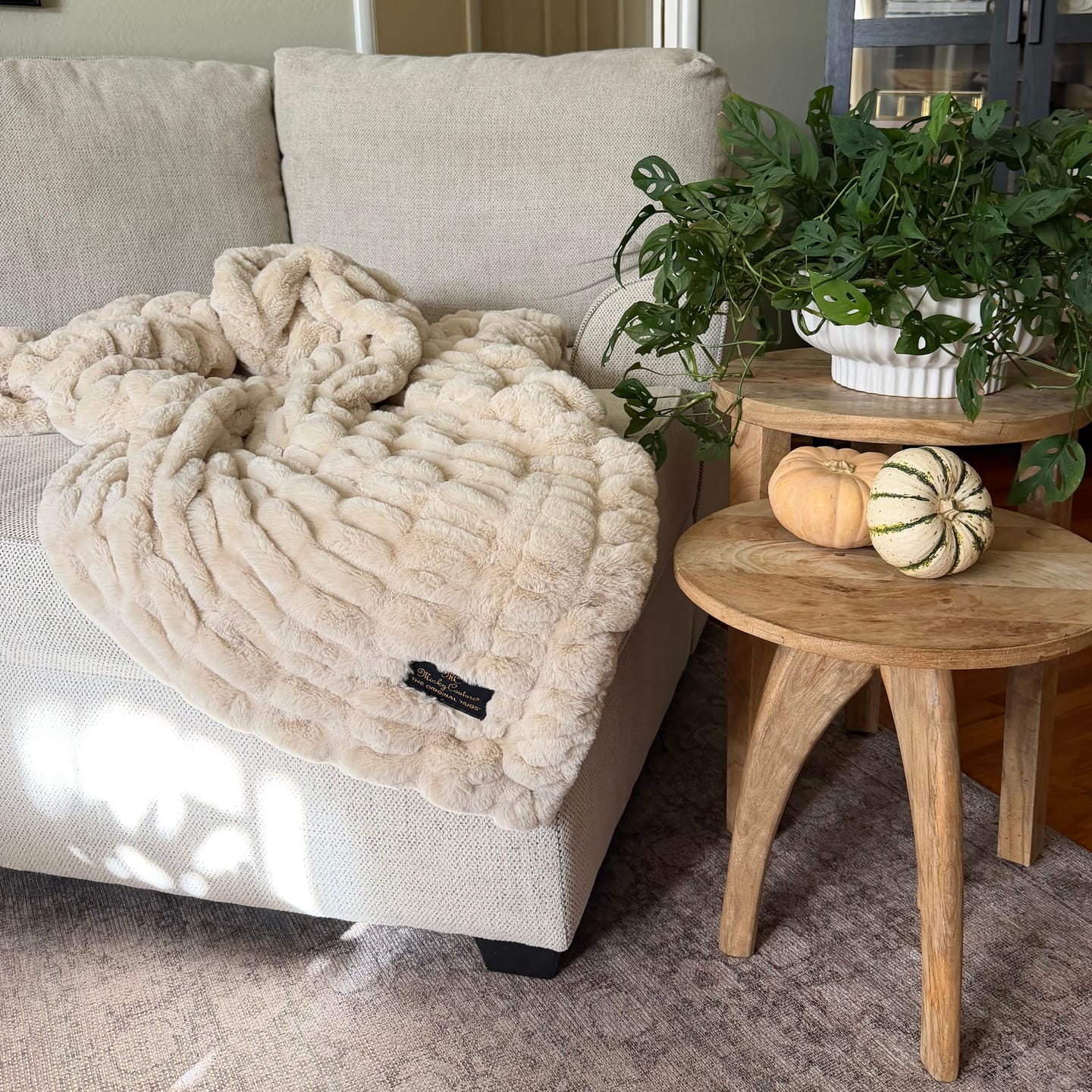 Customer photo review of Hugs Creme Brulee Blanket