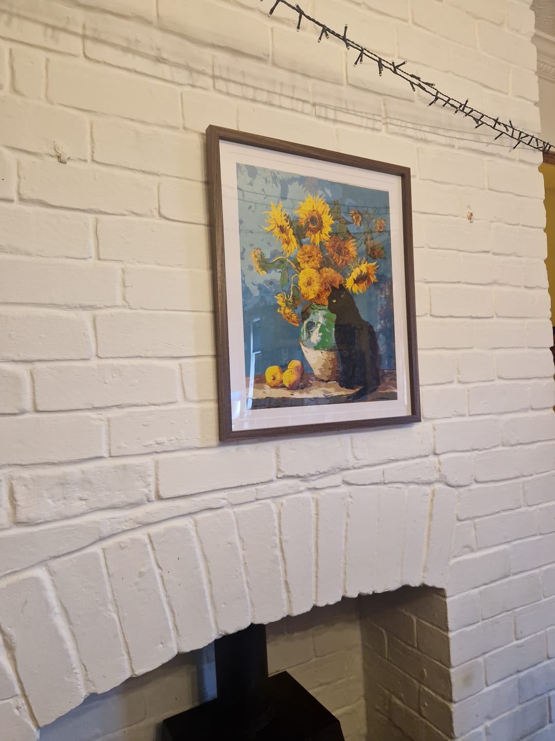 Customer photo review of Famous sunflowers and a black cat | Paint by Number