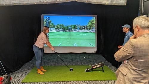 Customer photo review of LaunchLine Pro™ Golf Simulator Mat | Heavy Duty Hitting Mat