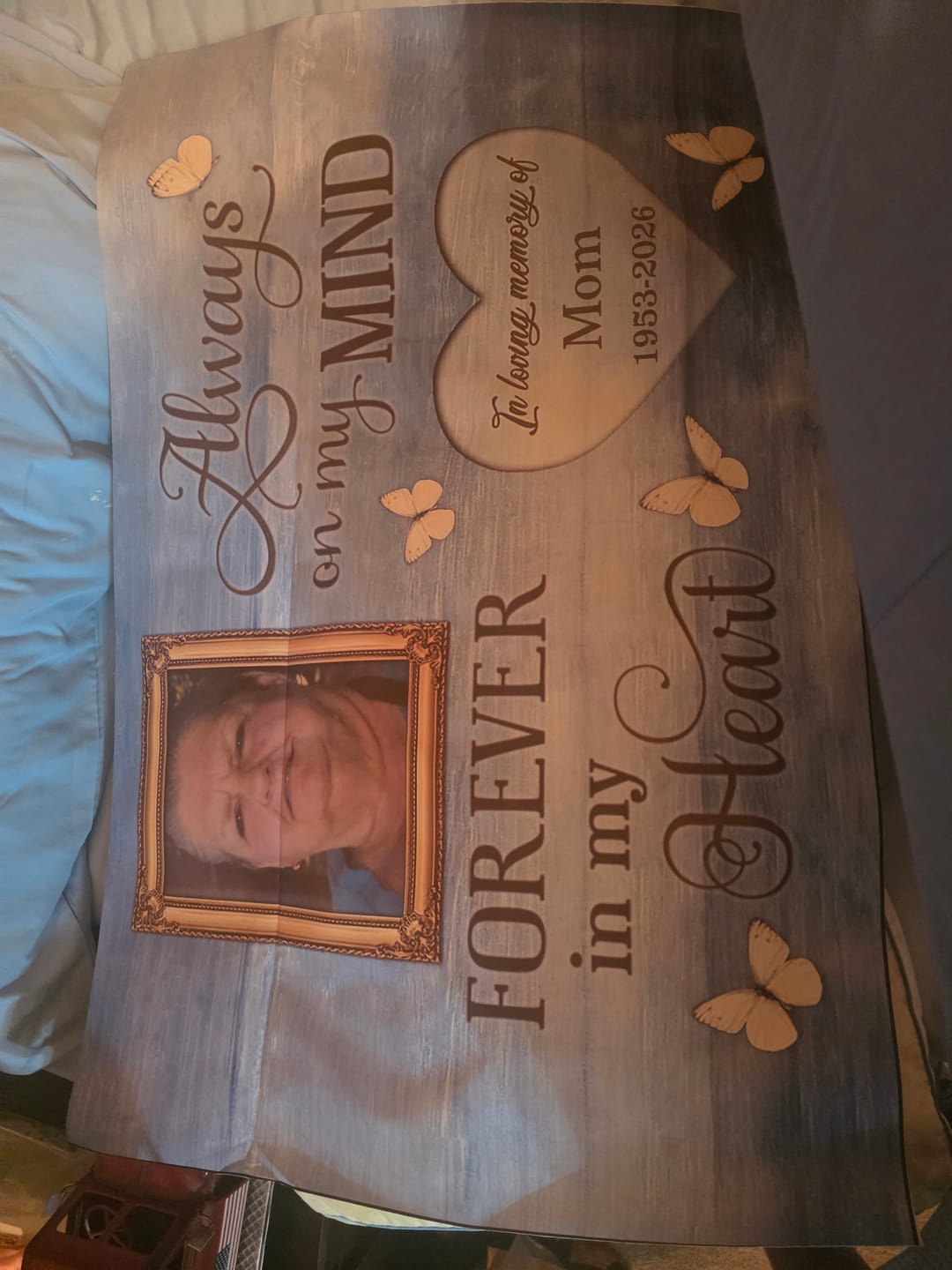 Customer photo review of Heartfelt Personalized Memorial For Loved One Poster for Loss - 'Heaven in Our Home'