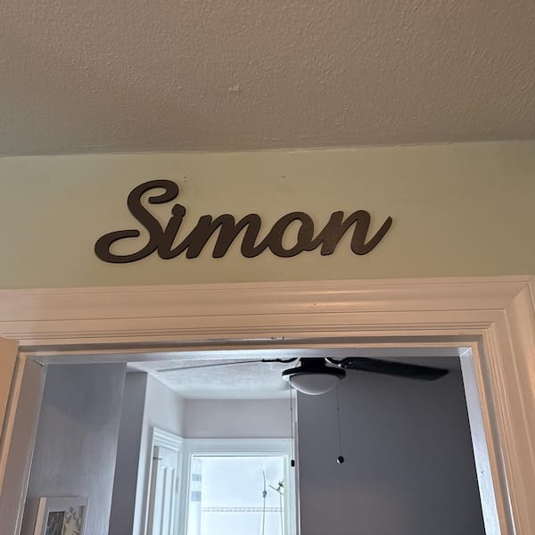 Customer photo review of Personalized Wooden Name Sign with LIVE PREVIEW