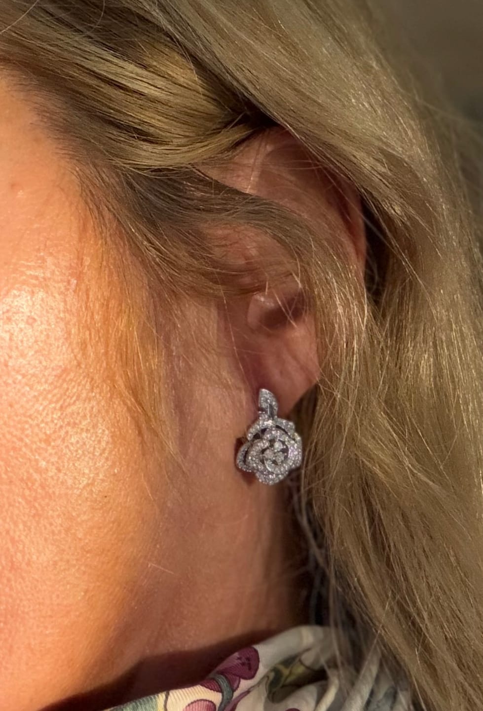Customer photo review of ROSE BAGATELLE DIAMOND MEDIUM EARRINGS