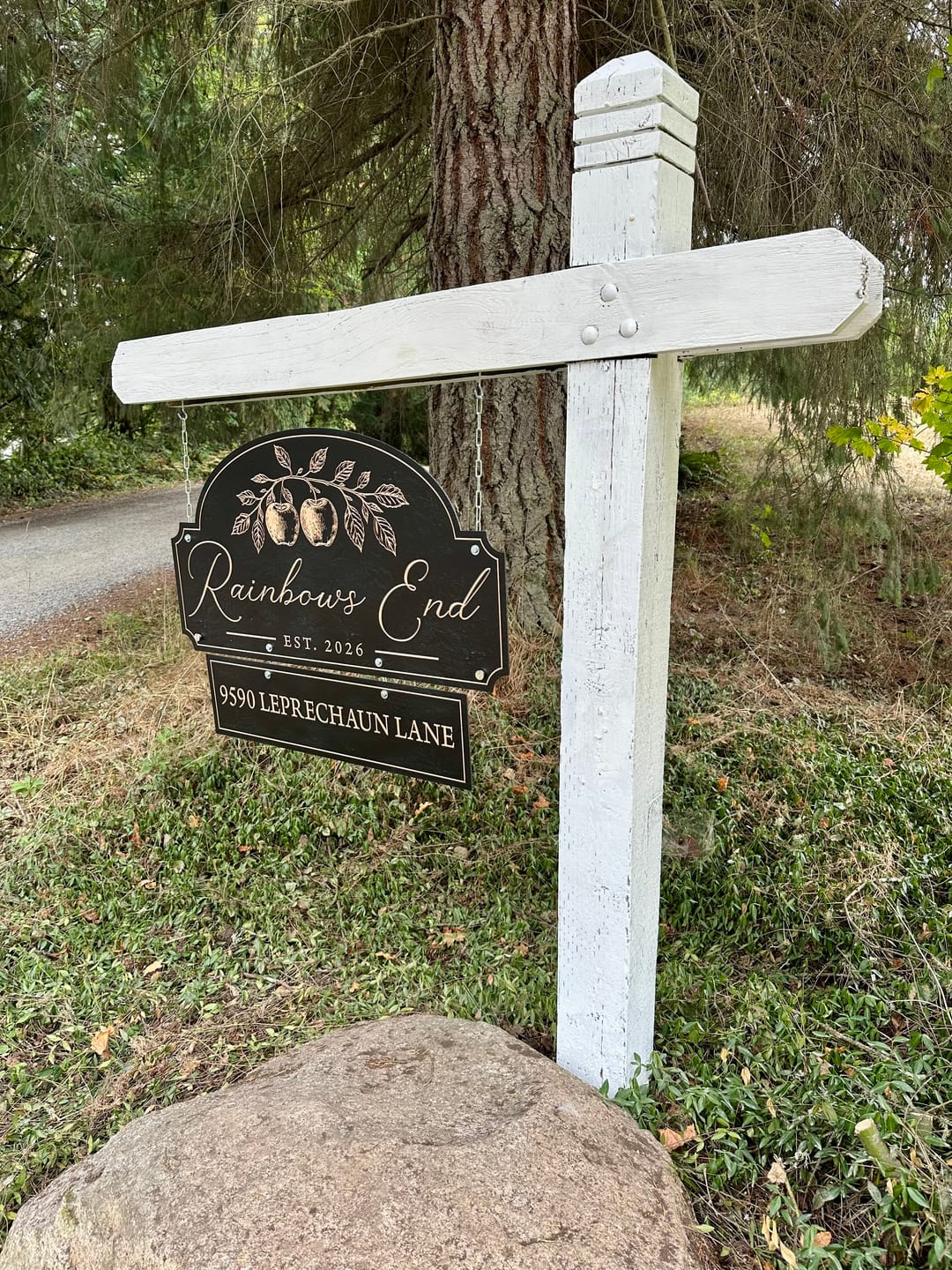 Customer photo review of Custom Aluminum Farm Entrance Sign | Outdoor Farm & Driveway Name Signs
