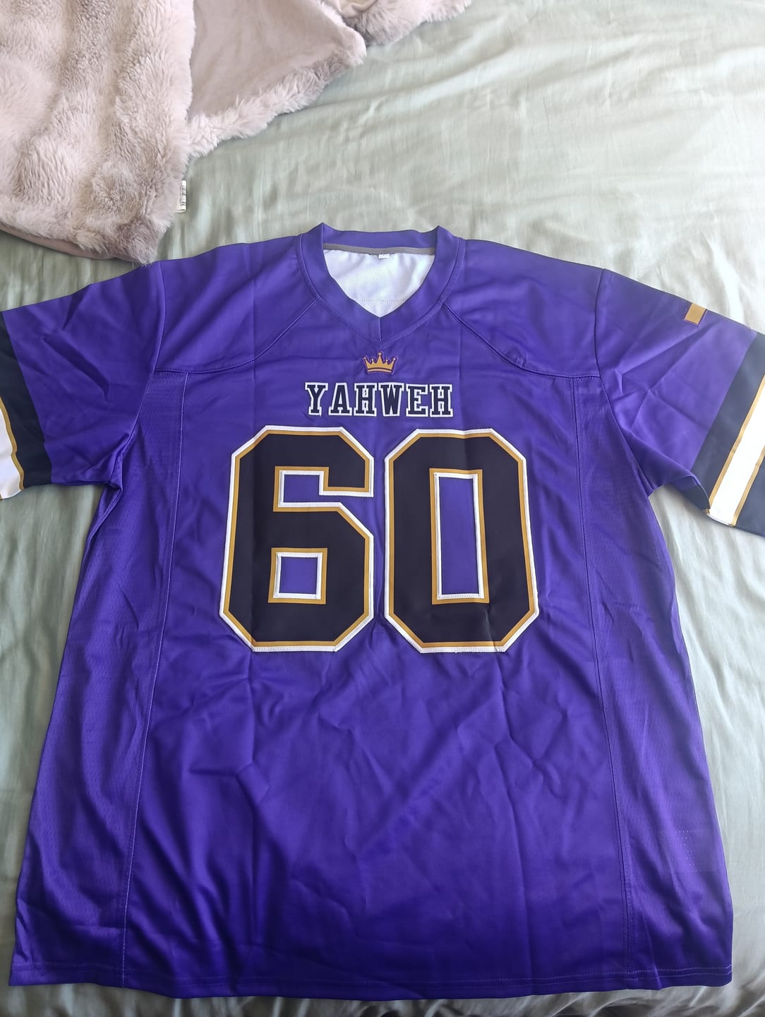 Customer photo review of Custom Purple Black-White Personalized Classic Authentic Football Jersey