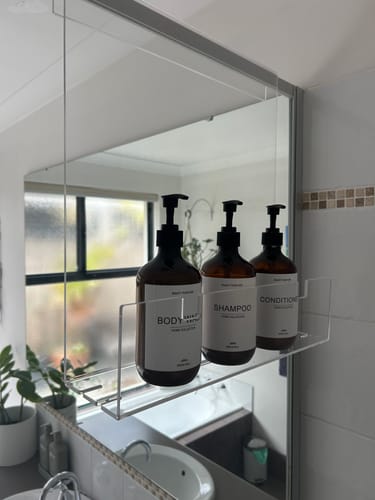 Customer photo review of Clear Acrylic Shower Shelf