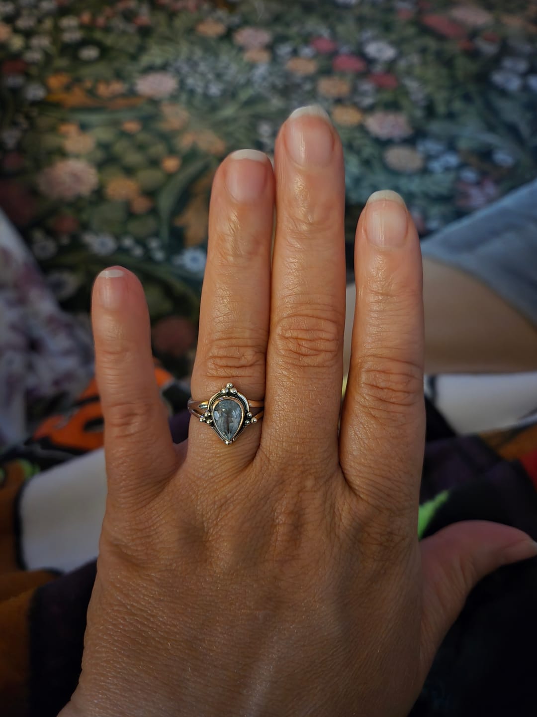 Customer photo review of Teardrop Aquamarine Ring Sterling Silver