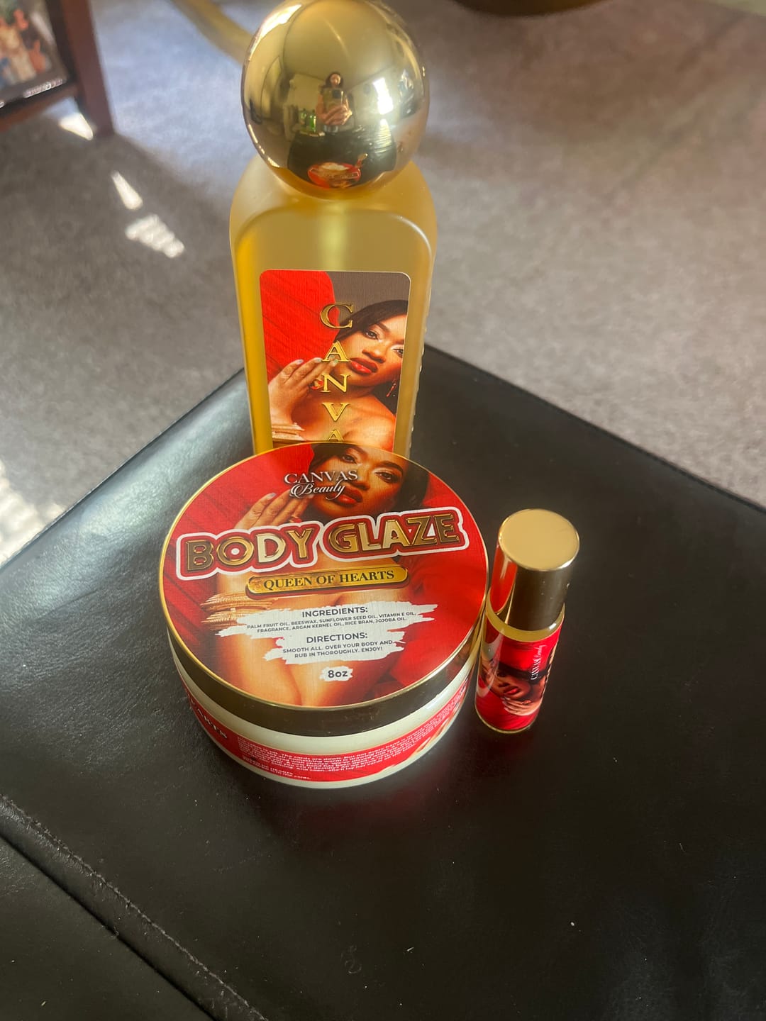 Customer photo review of Queen of Hearts Trio | Body Glaze, Body Drops & Roll-On