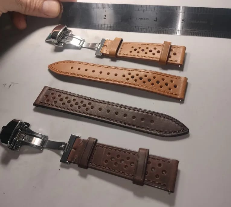 Customer photo review of Garmin 18/20/22/24mm Quick Release Perforated Racing Leather Band