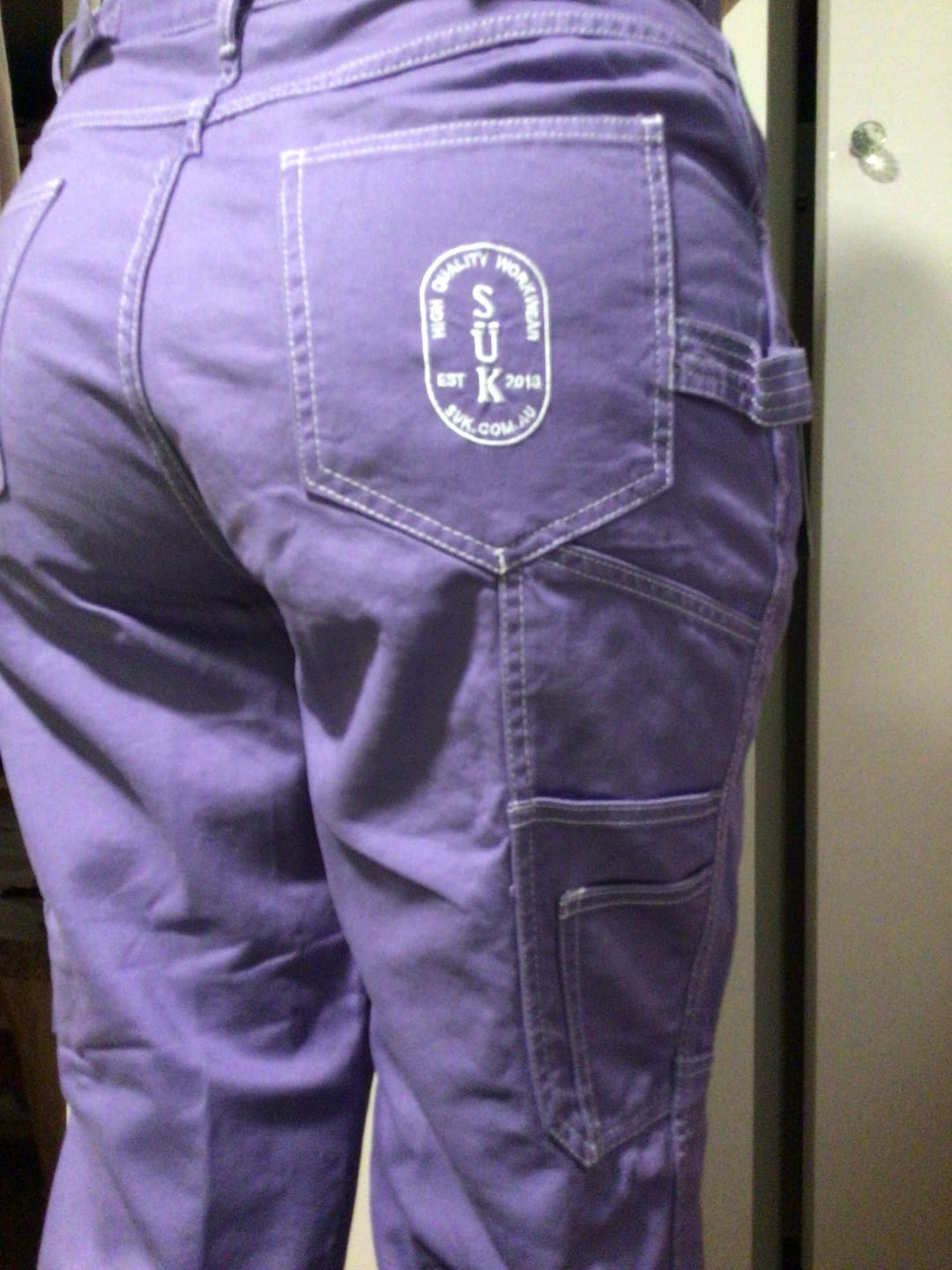 Customer photo review of 2 Way Work Pants - Milky Way