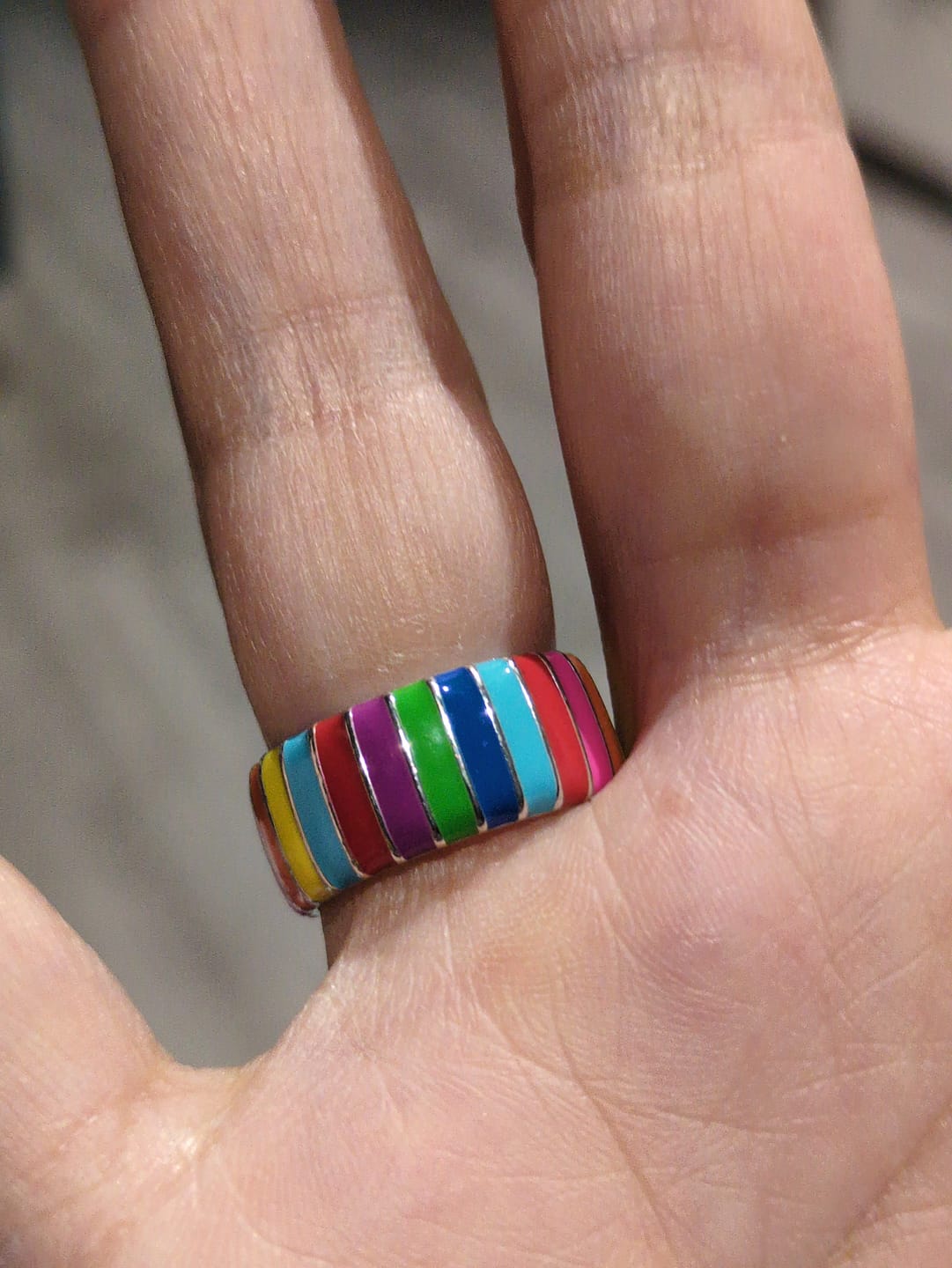 Customer photo review of Multicolour Thick Ring | Enamel Sterling Silver