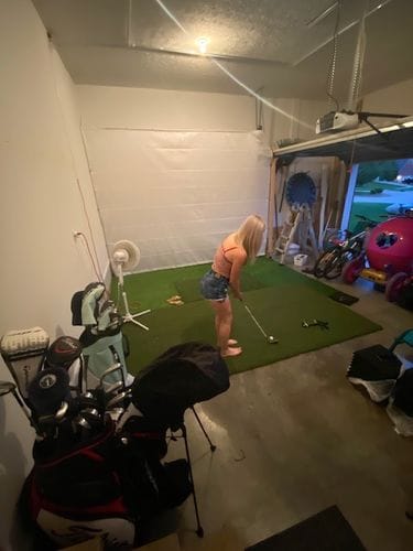 Customer photo review of LaunchLine Pro™ Golf Simulator Mat | Heavy Duty Hitting Mat
