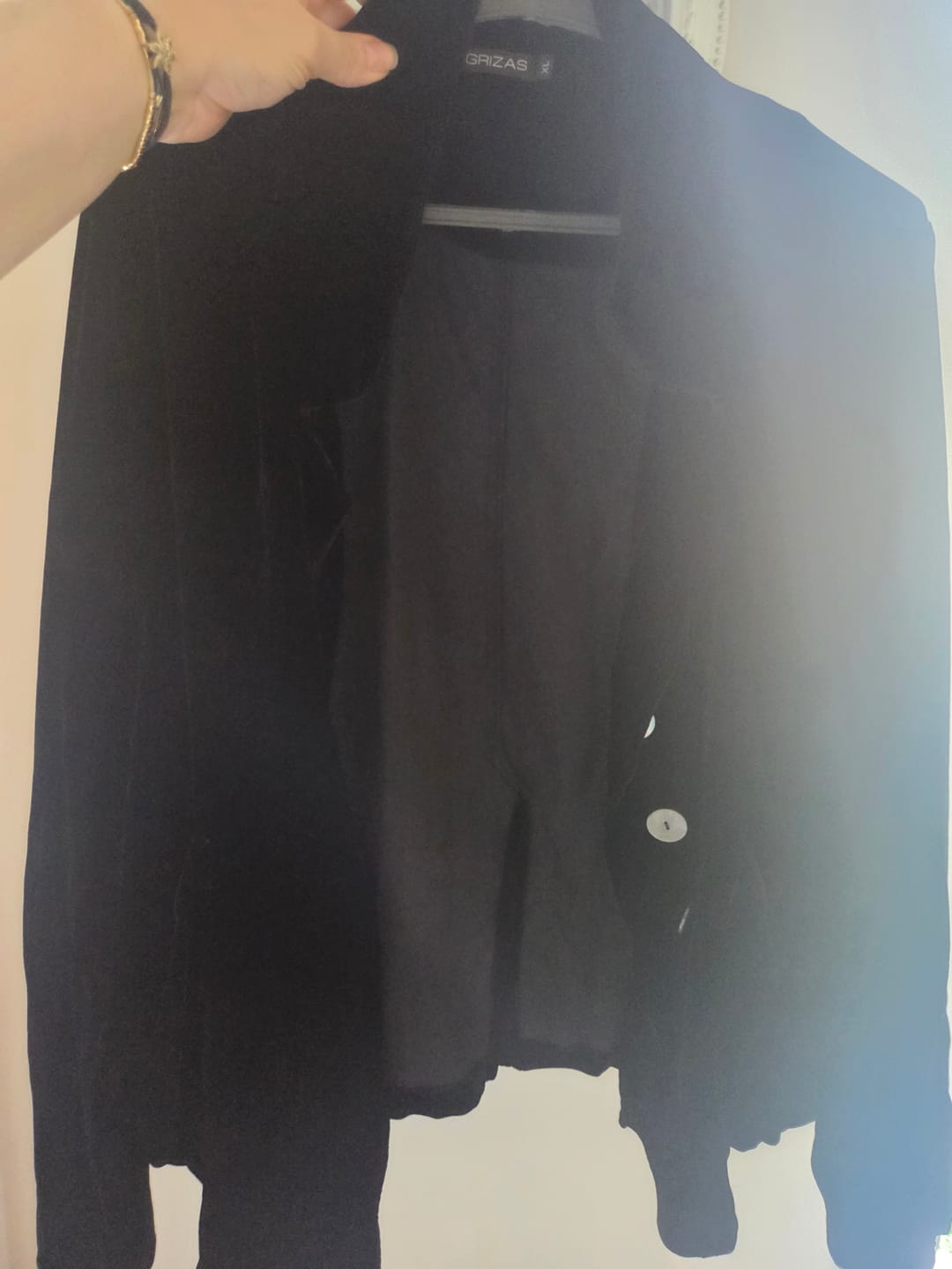 Customer photo review of Buttoned Black Silk Velvet Jacket